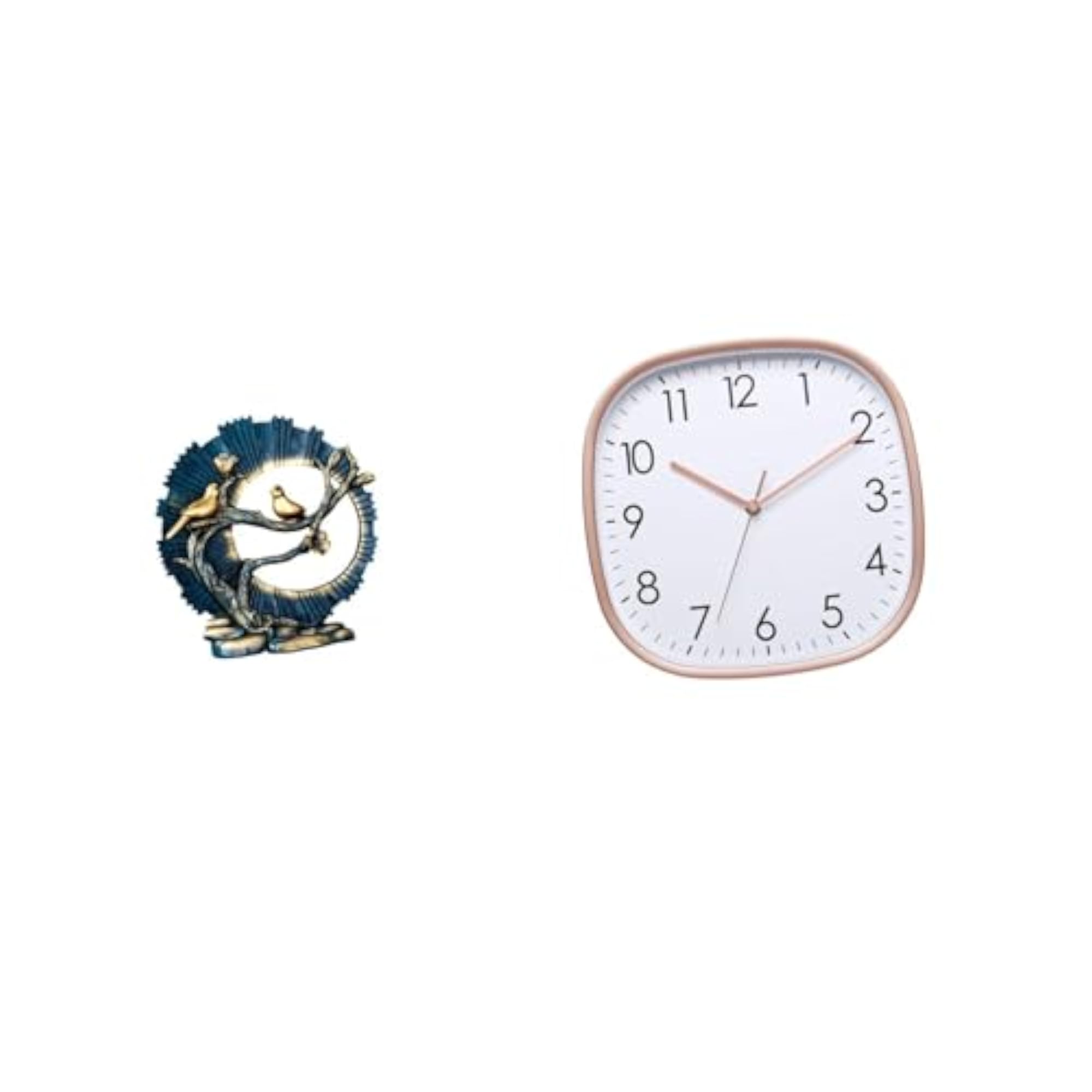 Resin Figurine Art with Vintage Wall Clock Design